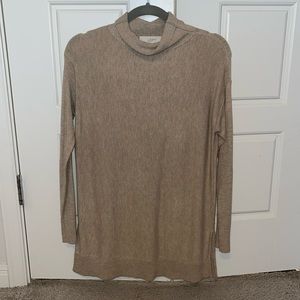 Cowl neck tan long sleeve
